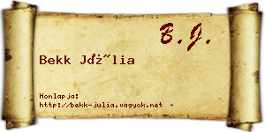 Bekk Júlia névjegykártya